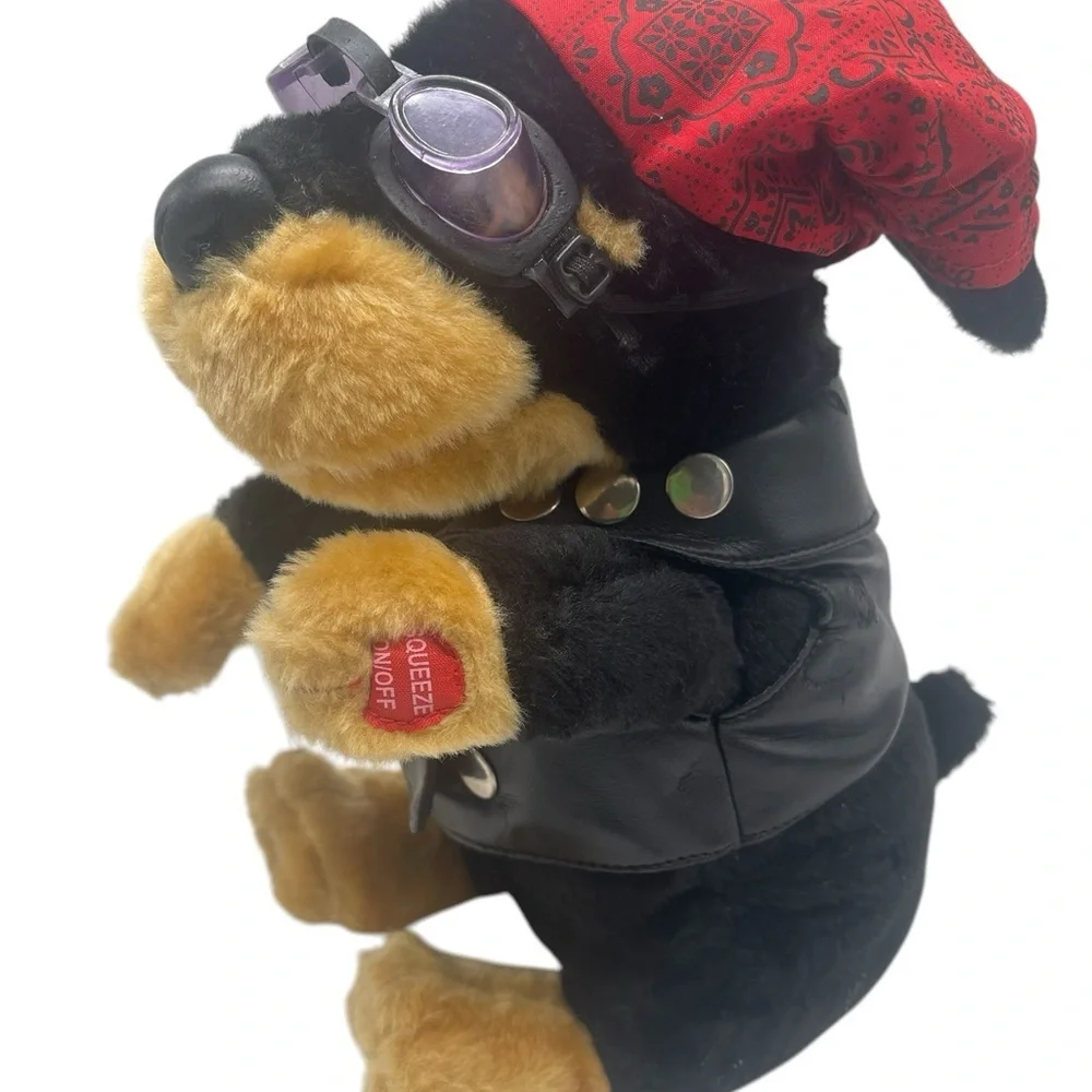 Biker Dog Wearing Leathers Plush Animal Sings Born To Be Wild PBC Int.